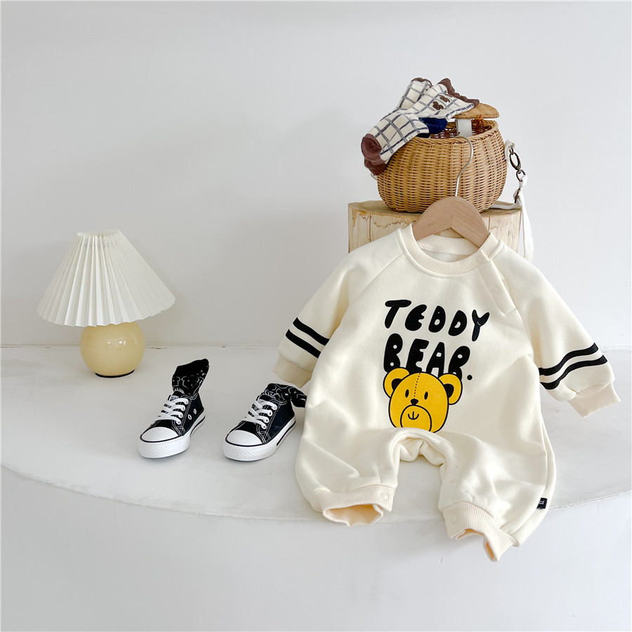 Baby Boy/Girl 95% Cotton Cute Teddy Bear Pattern Long Sleeve Romper-kissminis