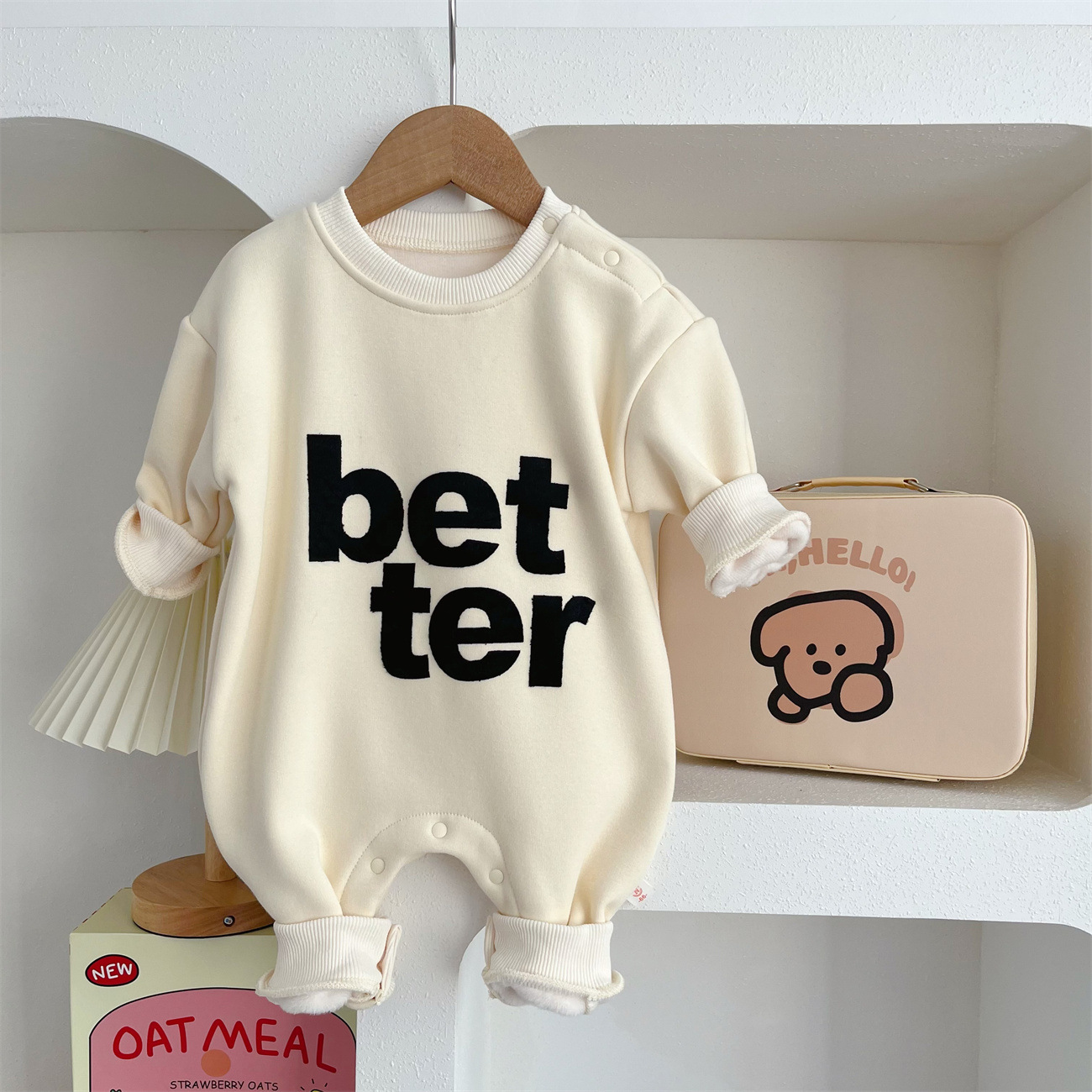Baby Boy/Girl 95% Cotton "Better" Print Long Sleeve Romper-kissminis