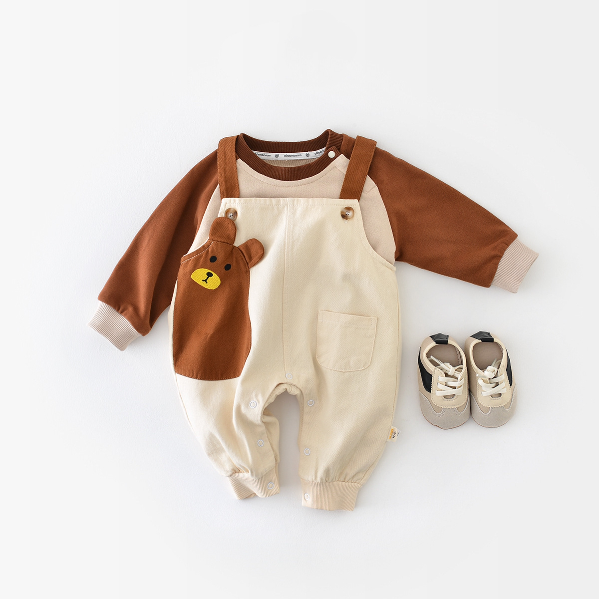 Baby Boy/Girl Cartoon Bear Pattern Overalls-kissminis
