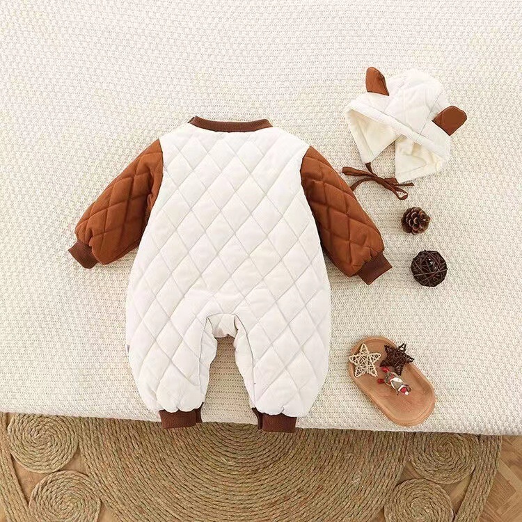 Newborn Baby Boy/Girl Cute And Super Cute"tawst" Design Soild Color Winter Long Sleeve Romper-kissminis