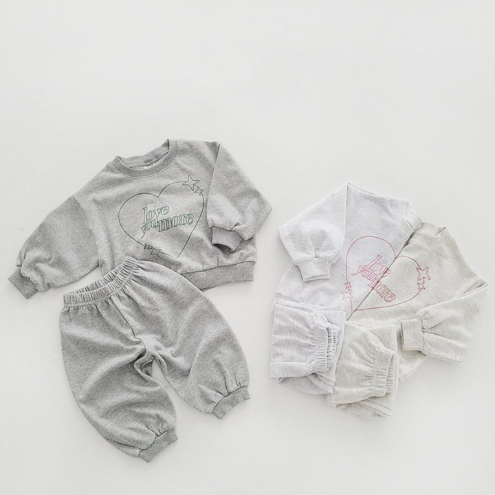 2pcs Toddler Love and Monogram Crew Neck Sweatshirt and Pants Set-kissminis