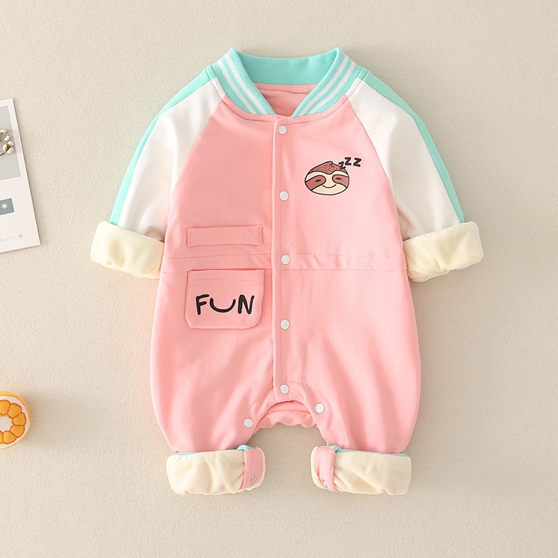 Baby Cute Koala and Letter Print Long Sleeve Baseball Romper-kissminis