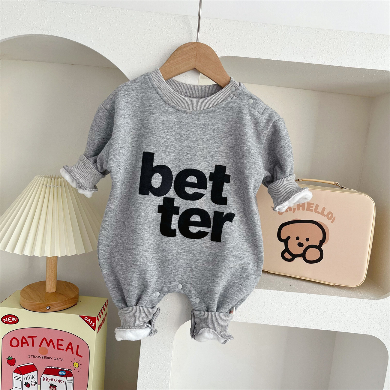 Baby Boy/Girl 95% Cotton "Better" Print Long Sleeve Romper-kissminis