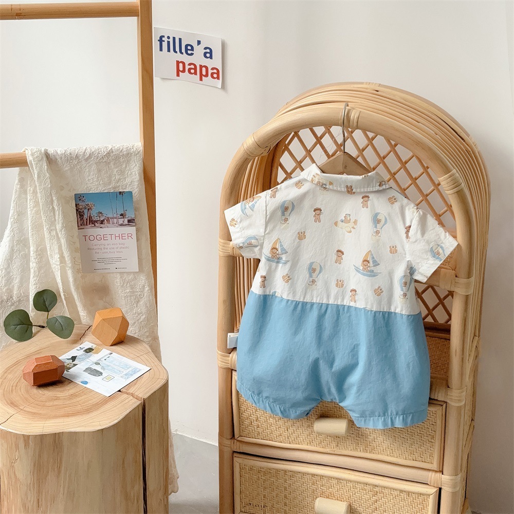 Baby Boy Blue Necktie Romper-kissminis