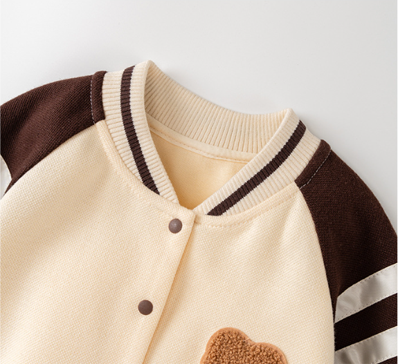 Baby Boy Cute Fluff Bear Graphic Pocket Long Sleeve Romper-kissminis