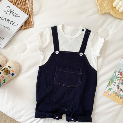 Baby Boy False Two-piece Short Sleeve Romper