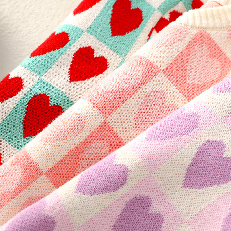 2pcs Baby Toddler Girl Cute Heart Graphic Plaid Knit Tops and Pants Set-kissminis