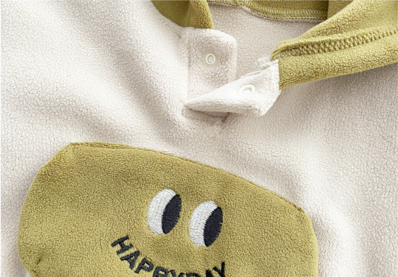 Baby Toddler Boy/Girl Cute Smile Face Design Solid Color Long Sleeve Hooded Sweatshirt-kissminis