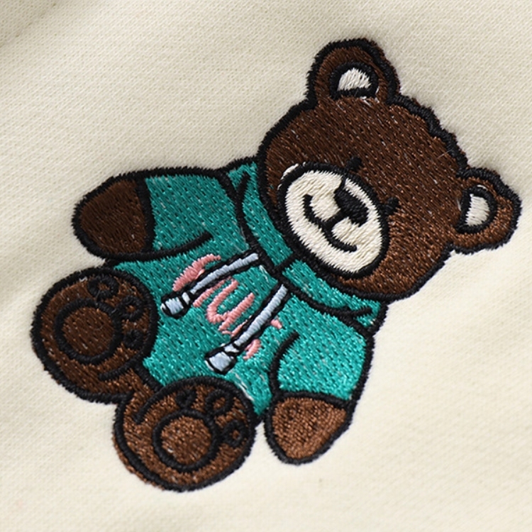 Baby Boy Bear Winter Embroidery Long Sleeve Crewneck Romper-kissminis