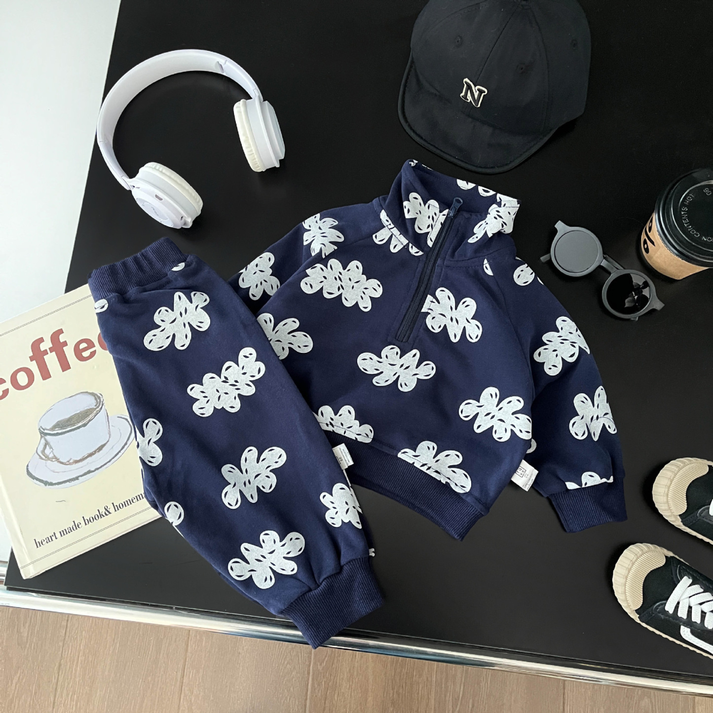 2pcs Baby/Toddler Boy Cloud Printed Jacket and Pant Set-kissminis