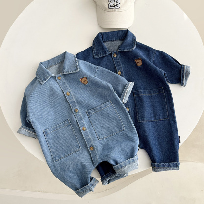 Baby Long Sleeve Denim Romper