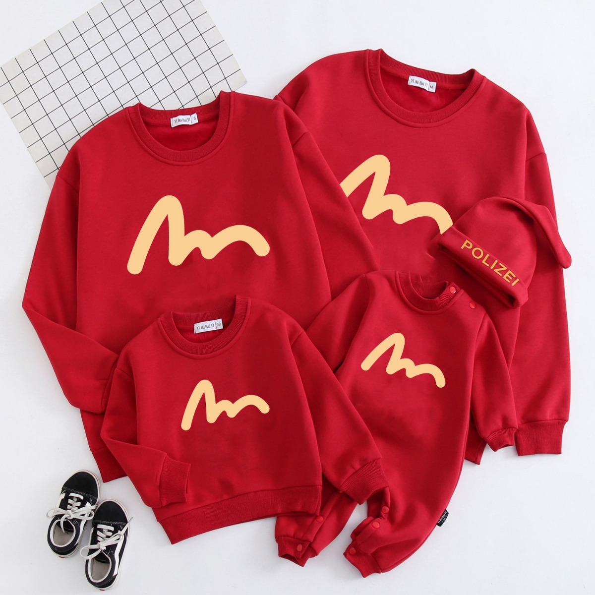 Thicken Parent-Children Clothing Patterned Solid Colors Sweatshirt or Romper-kissminis