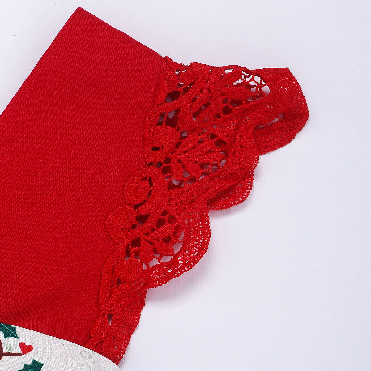 2pcs Baby Girl Christmas Cartoon Lace Sleeveless Romper with Hair Band Set-kissminis