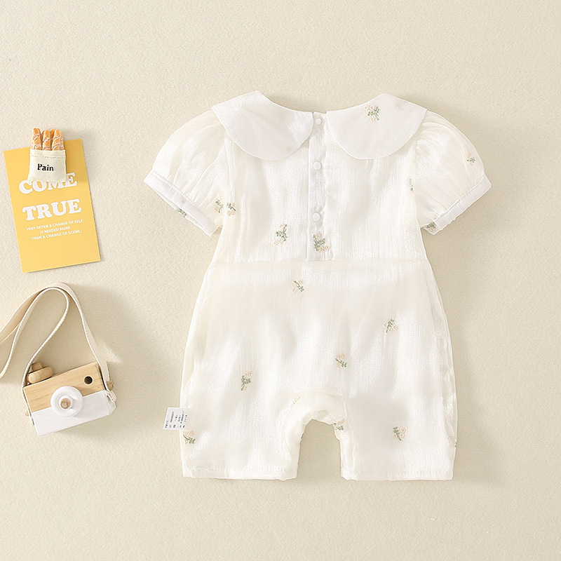 Baby Toddler Girl Lapel Collar Floral Romper