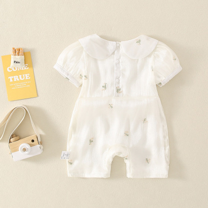 Baby Toddler Girl Lapel Collar Floral Romper