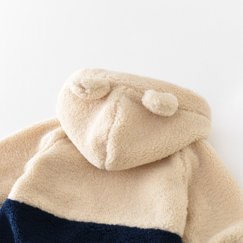 Baby Winter Thicken Warm Bear Ear and Letter Fluffy Long Sleeve Hooded Romper-kissminis