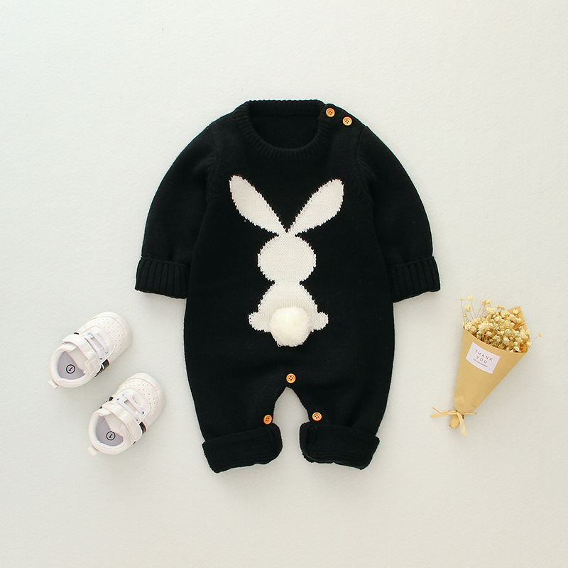 Baby Boy/Girl Rabbit Pattern Long Sleeve Knitted Romper