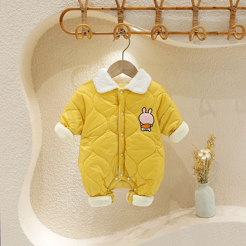 Baby Boy/Girl Cute Rabbit/Bear Pattern Solid Color Fluff Long Sleeve Romper-kissminis