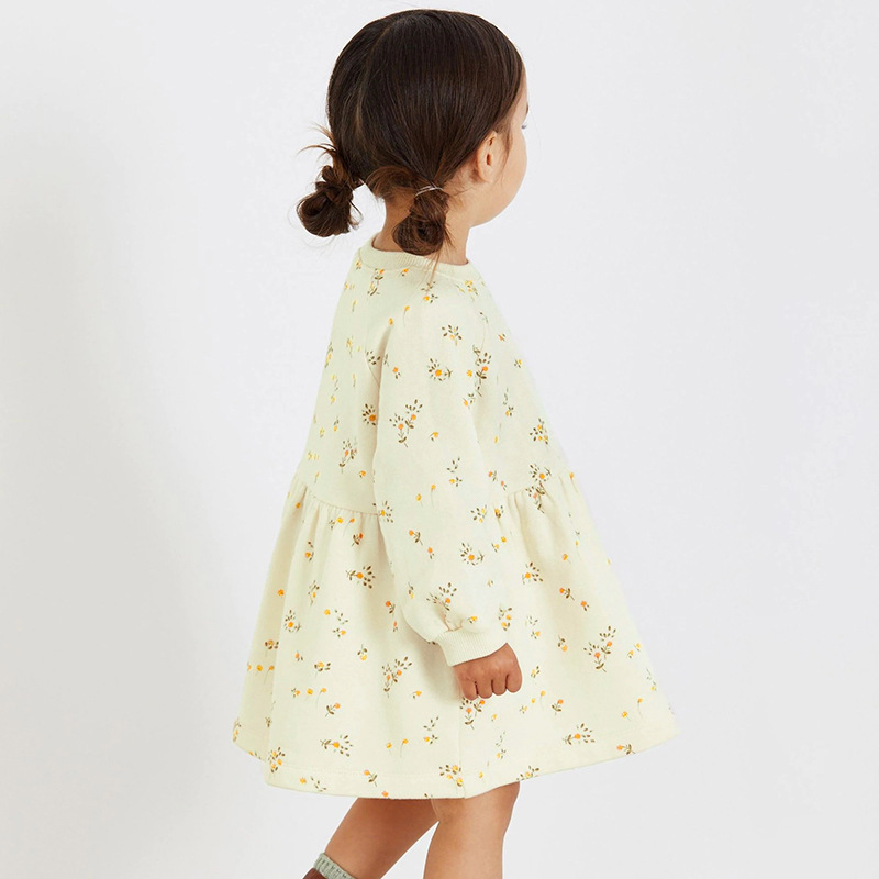 Baby Toddler Girl Allover Floral Pattern Long Sleeve Dress-kissminis