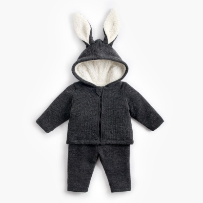 2pcs Toddler Boy/Girl Rabbit Ears Design Solid Color Long Sleeve Sweatshirt and Pants Set-kissminis