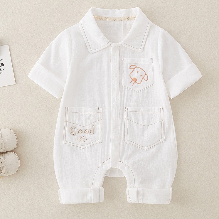 Baby Boy/Girl Line Puppy Print Romper-kissminis