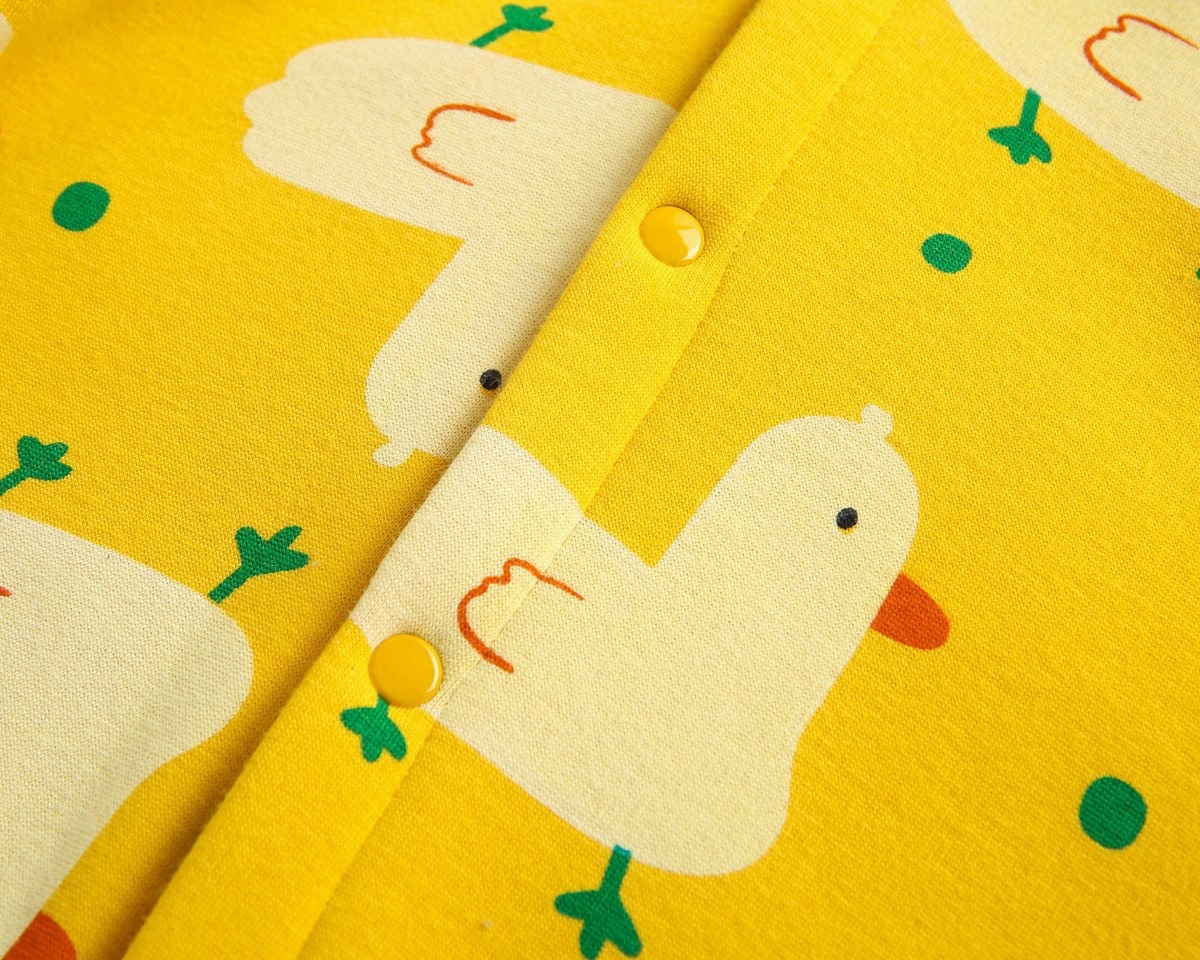 Baby Boy/Girl Allover Duck Pattern Single Breasted Long Sleeve Hooded Romper-kissminis