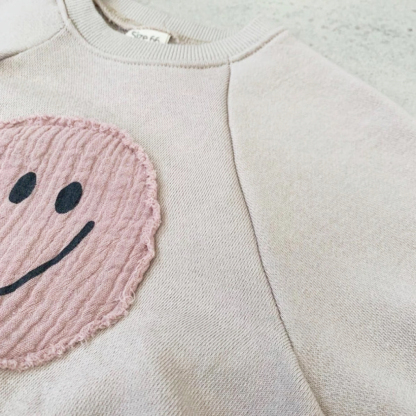 Newborn Baby Boy/Girl Smiling Face Patch Long Sleeve Casual Bodysuit