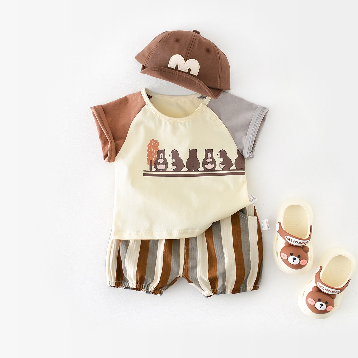 2pcs Baby Boy/Girl Bear Print T-shirt with Pant Set-kissminis