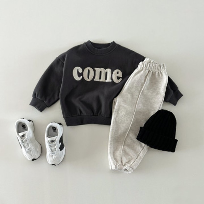 Toddler Boy/Girl Loose Letter Pullover Round Neck  T-Shirt-kissminis