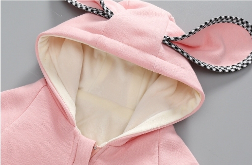 Baby Boy/Girl Cartoon Graphic Big Ear Design Hooded Hooded Long Sleeve Romper-kissminis