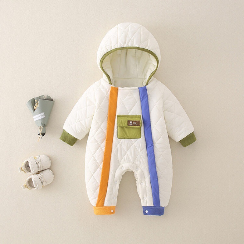 Baby Boy Winter Thicken Double Side Zipper Long Sleeve Hooded Romper-kissminis