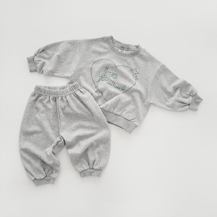 2pcs Toddler Love and Monogram Crew Neck Sweatshirt and Pants Set-kissminis