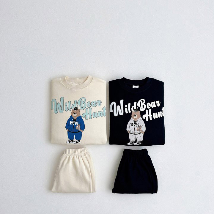 2pcs Toddler Boy/Girl Wild Bear Hunt Print T-Shirt and Pants Set-kissminis
