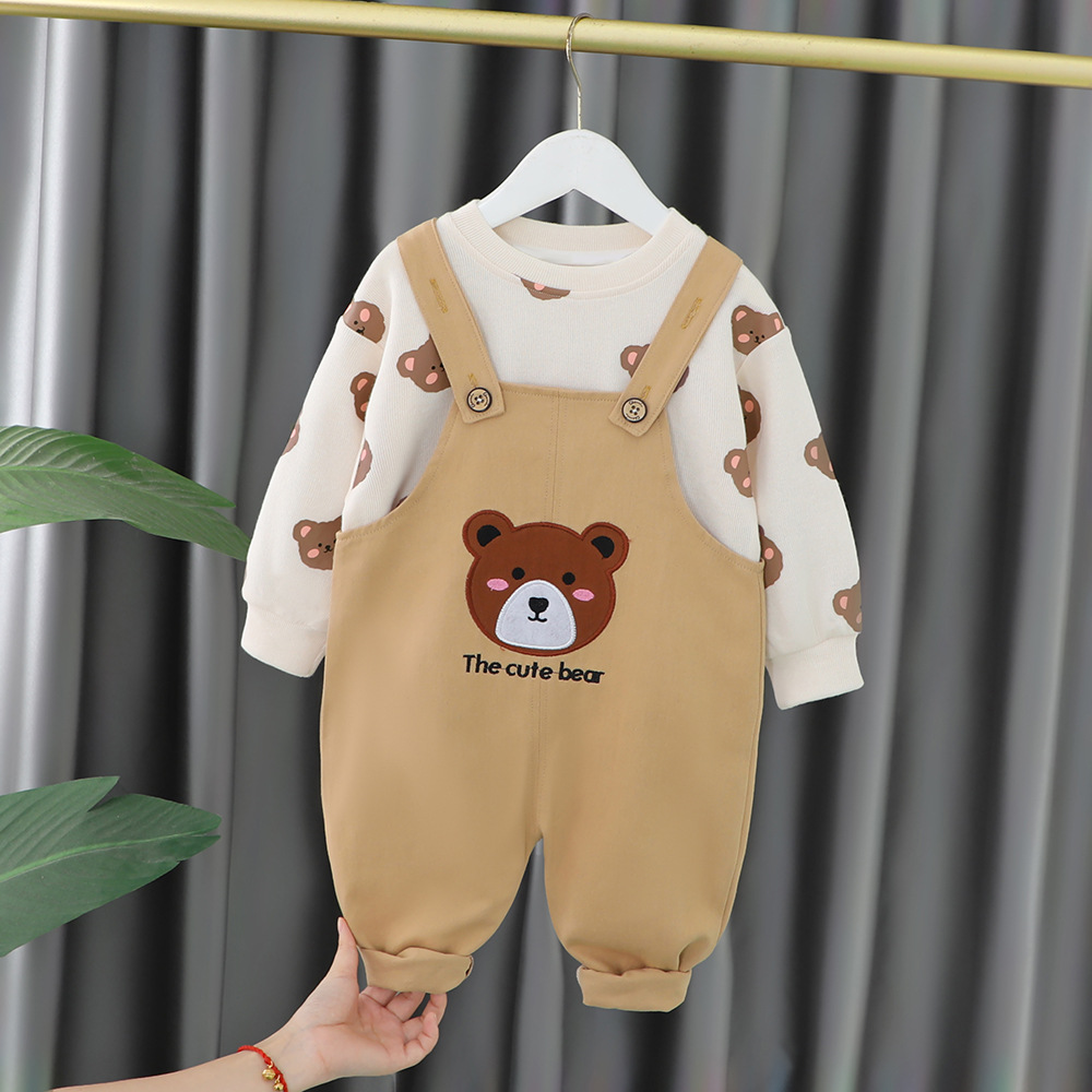Toddler Boy Allover Cute Bear Two Piece Set-kissminis