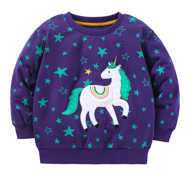 Baby Boy Allover Star with Unicorn Pattern Long Sleeve Sweatshirt-kissminis
