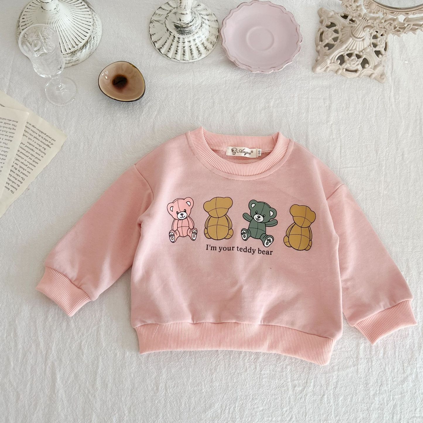 Baby Bear and Letter Pattern Sweatshirt-kissminis