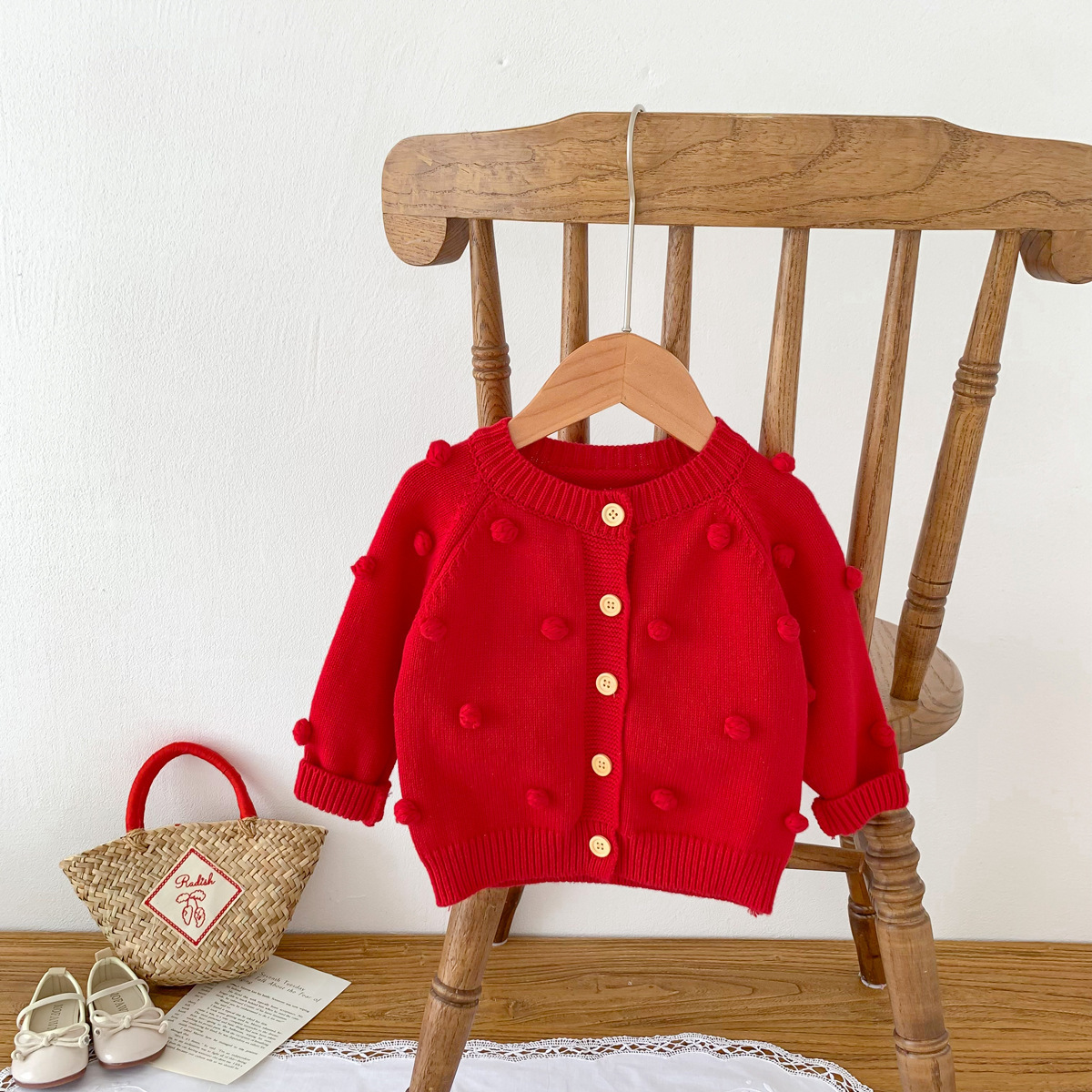 Baby Boy/Girl Handmade Ball Long Sleeve Cardigan Sweater-kissminis