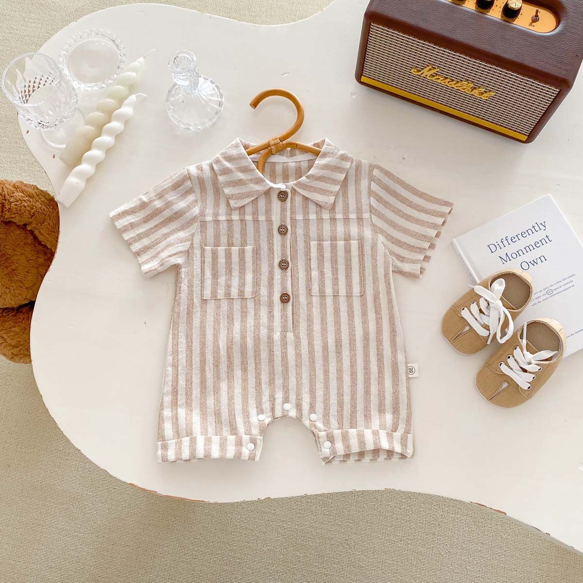 Baby Polo Neck Striped Romper-kissminis