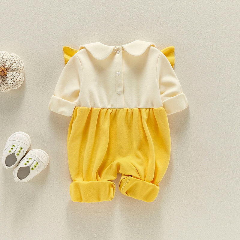 Baby Girl 3D Fruit/Floral Mock Two-pieces Ruffle Sleeve Romper