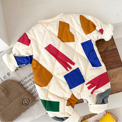 Baby Toddler Boy/Girl Color Block Long Sleeve Romper-kissminis