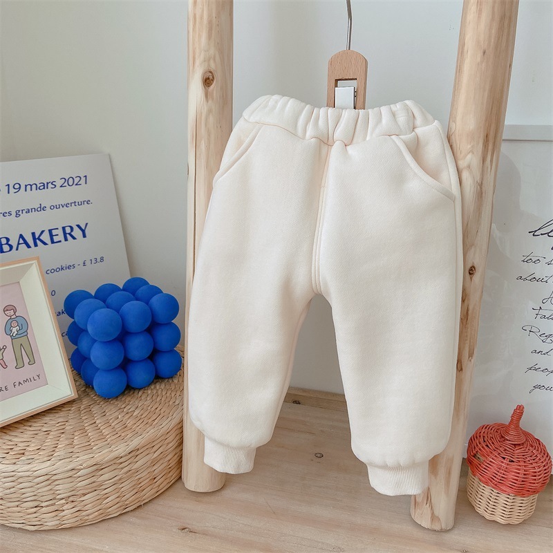 Baby Boy/Girl Winter Bear and Letter Print Long Sleeve Fluff Sweatshirt with Pants Set-kissminis