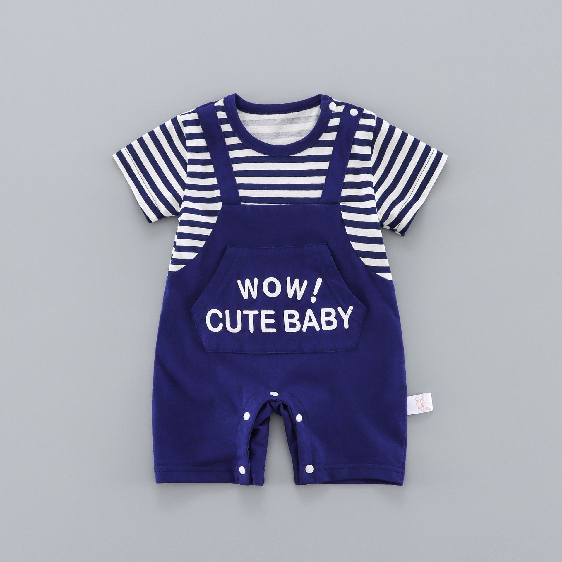 Baby Mock Two Pieces Letter Print Romper -kissminis