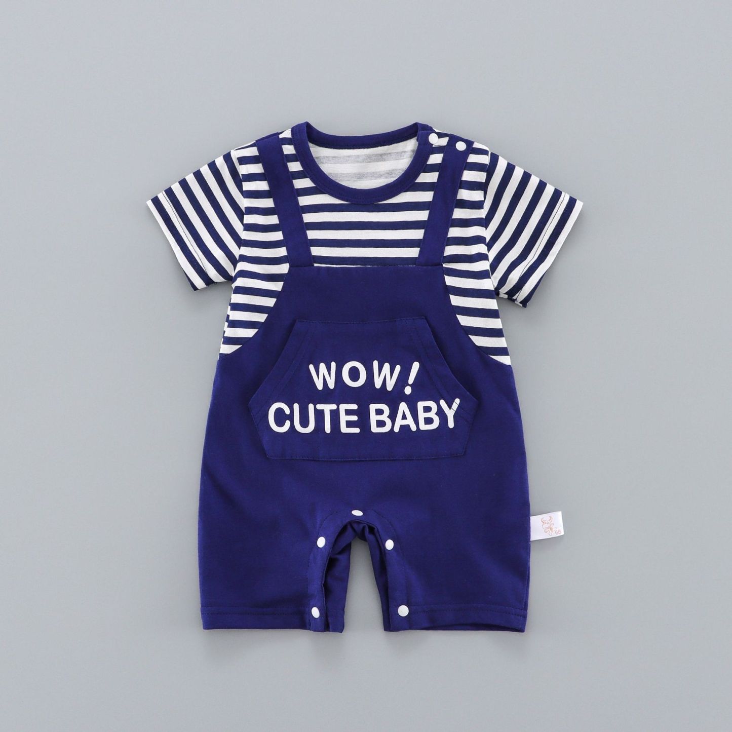 Baby Mock Two Pieces Letter Print Romper -kissminis