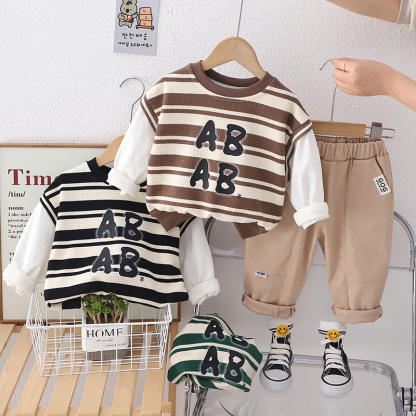 2pcs Toddler Fashion Letter Strip Sweatshirt and Pant Set-kissminis