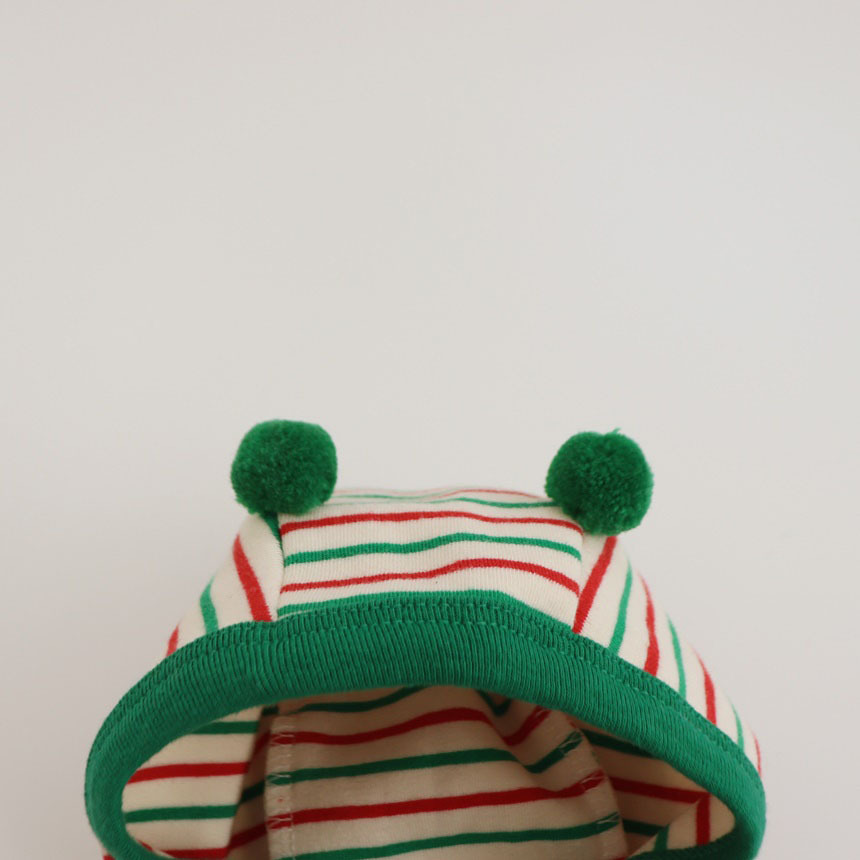 2pcs Baby Boy/Girl Christmas Stripe Long Sleeve Romper and Hat Set-kissminis