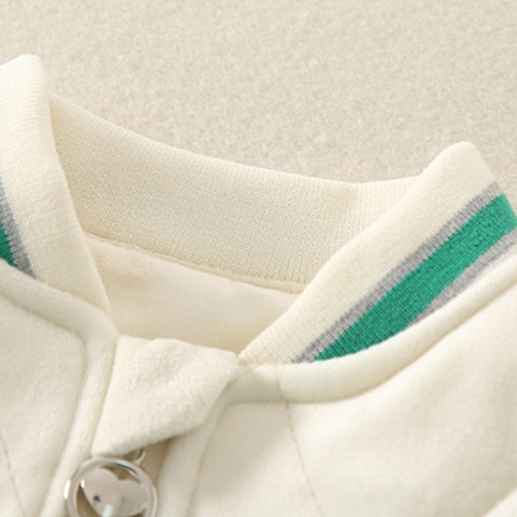Baby Boy/Girl Letter Embroidery Long Sleeve Fluff Zipper Romper-kissminis