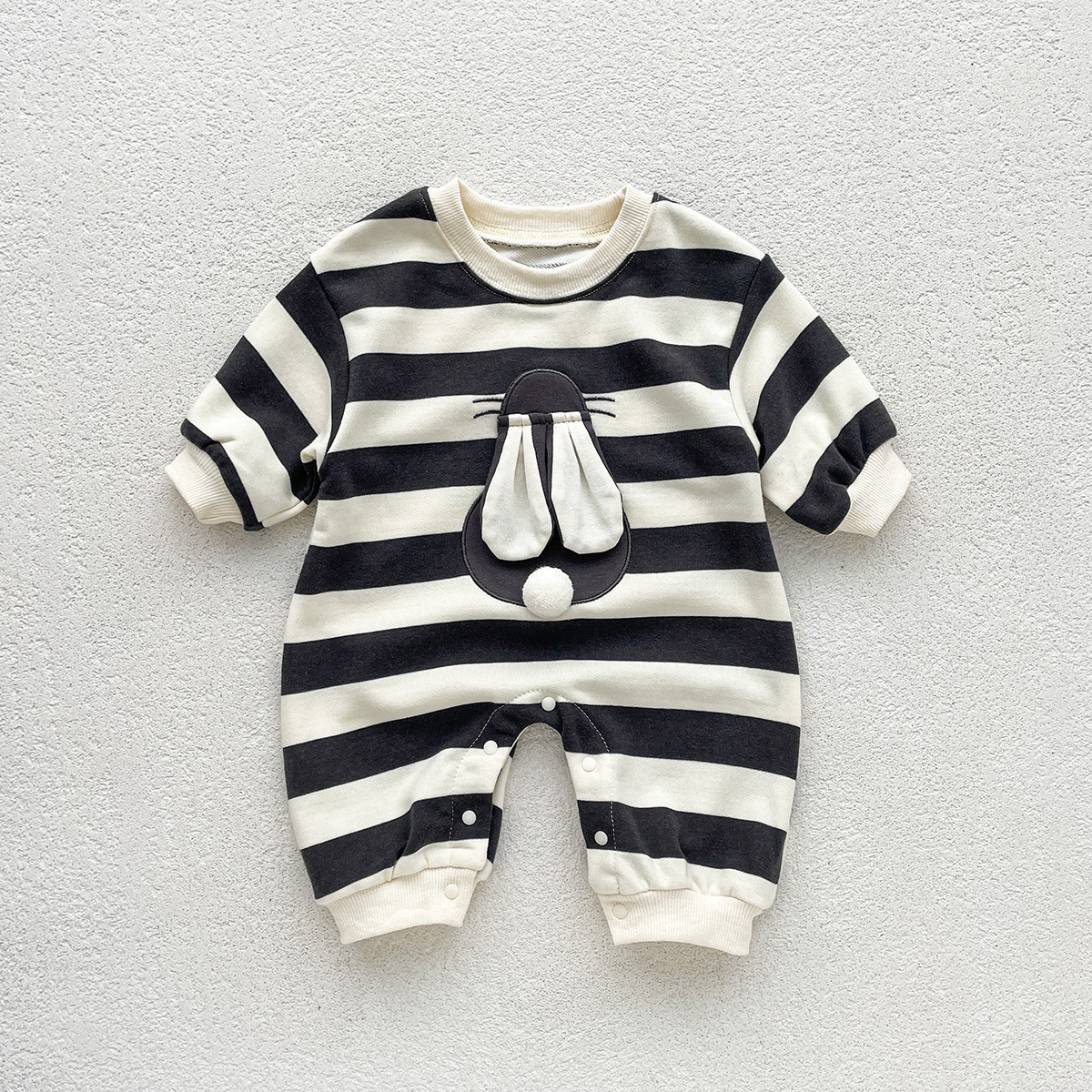 Baby Boy/Girl 95% Cotton Cute Bear Rabbit Graphic Stripe Long Sleeve Romper-kissminis