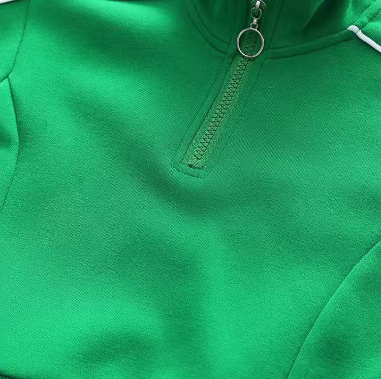 Baby Boy Solid Color Half Zipper Pullover Two-Piece Set