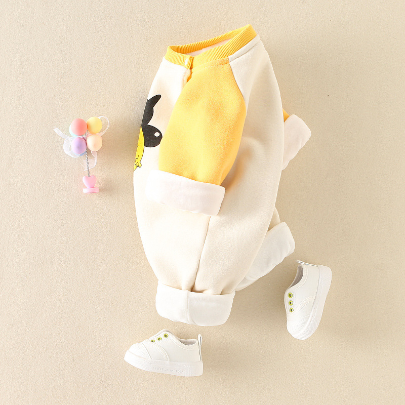 Newborn Baby Boy & Girl Cartoon Smiling Face Graphic Long Sleeve Romper-kissminis
