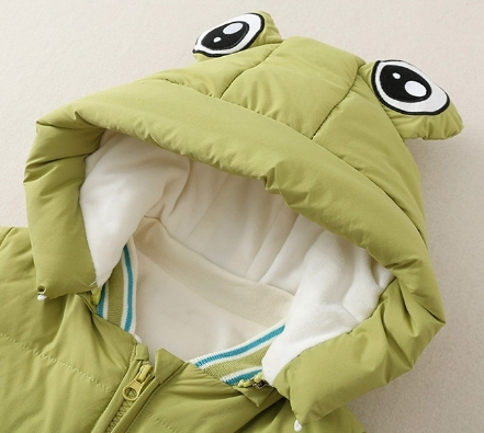 Baby Boy/Girl Cute Little Frogs Design Winter Feather Removable Hat Romper-kissminis